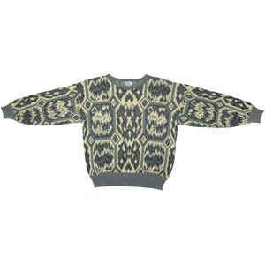 L'UOMO (Italy) 70s Vintage Art Deco Jacquard Knit Jumper : L